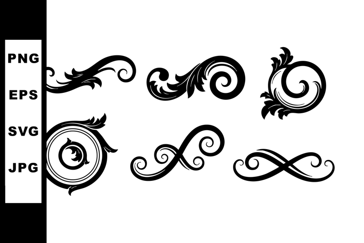 Decorative vintage swirl floral elements vector set for eleg