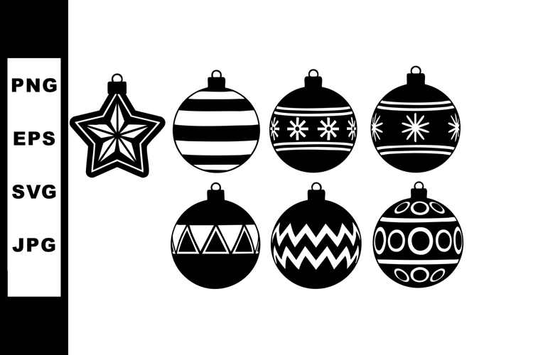 Christmas ornaments set with star and striped patterns vecto