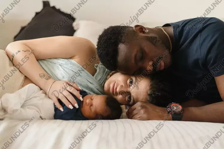 Portrait of a multinational family.