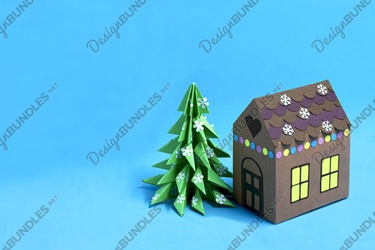 Paper gingerbread house and Christmas tree example image 1