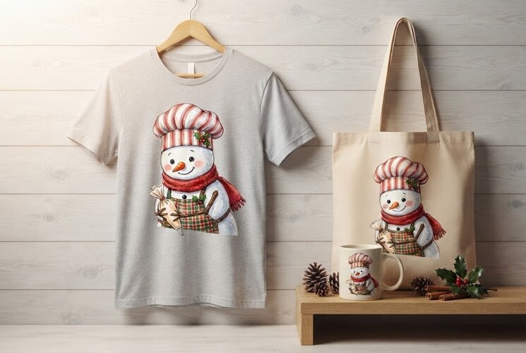 Cute Snowman Baker Christmas Baking Art Transparent PNG example image 1