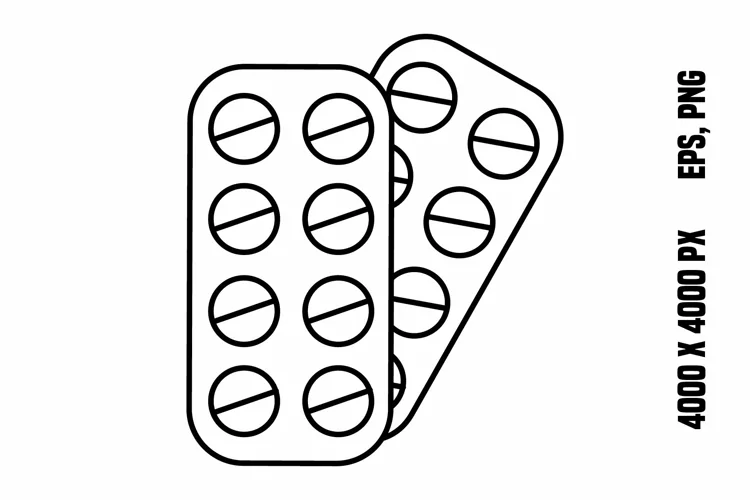 Round Tablets in a Blister for Coloring