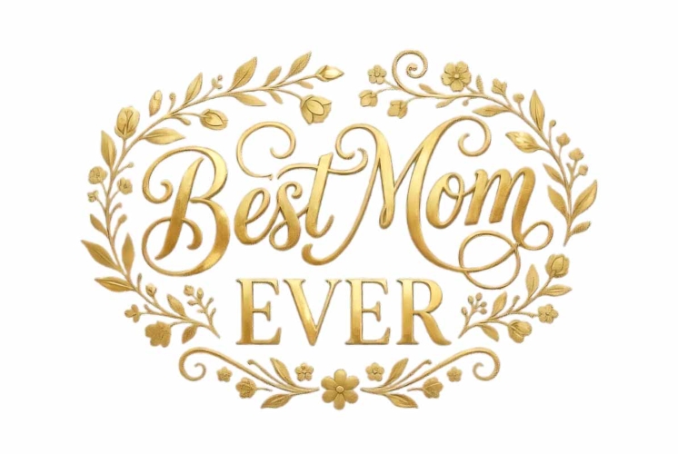 Best Mom Ever typography in gold foil effect