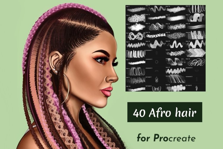 40 procreate Afro hair brushes
