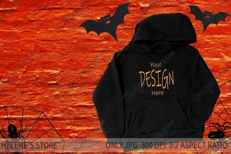 Black hoodie mockup | Hoody mock ups | Halloween mockup example image 1