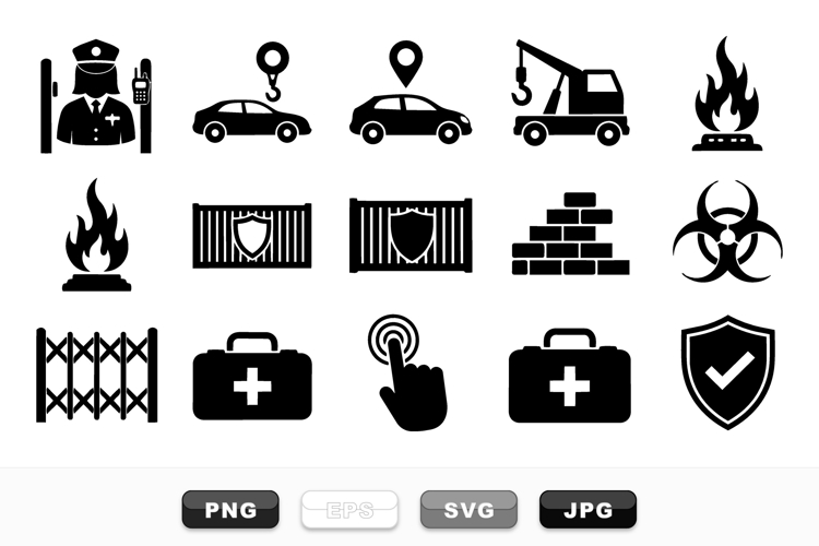 Black Security And Safety Icons Vector Set