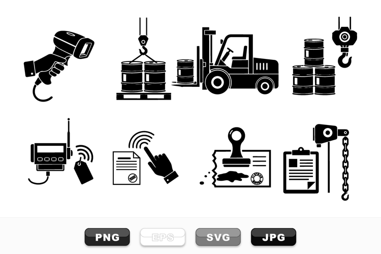 Industrial Equipment and Warehouse Icon Bundle Set