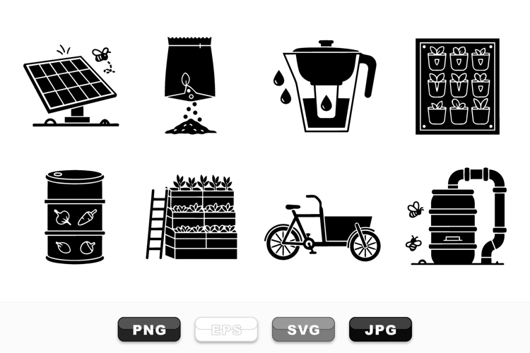 Urban Gardening Eco Friendly Icons Vector Set