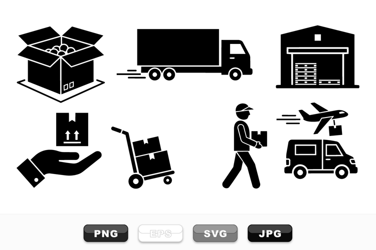Logistics Delivery and Transport Icon Bundle Set