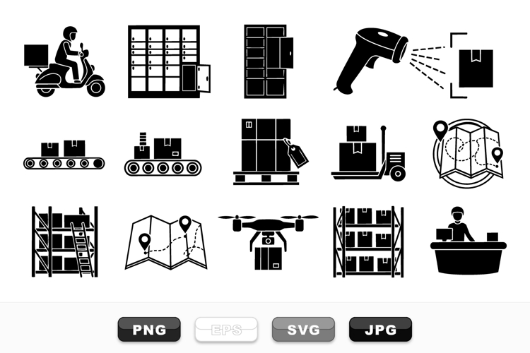 Complete Logistics Delivery Icon Pack for Warehouse Use