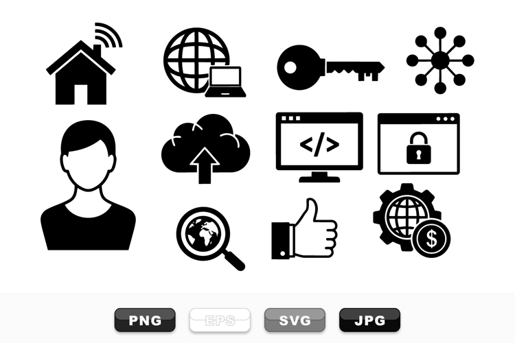 Digital Technology Icon Vector Clipart Bundle