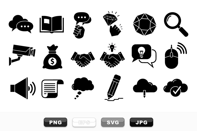 Black Business Icon Vector Clipart Set