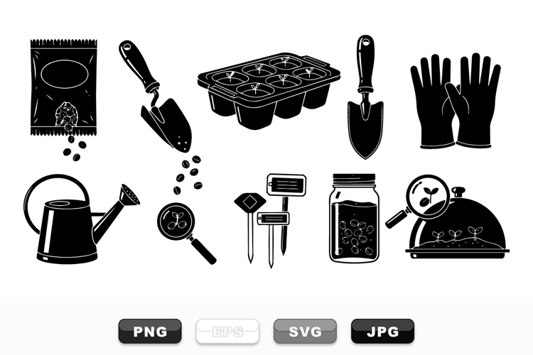 Garden Seed Planting Tools Vector Bundle Set