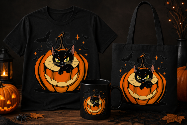 Halloween Black Cat PNG | Pumpkin Witch Hat Cat Clipart