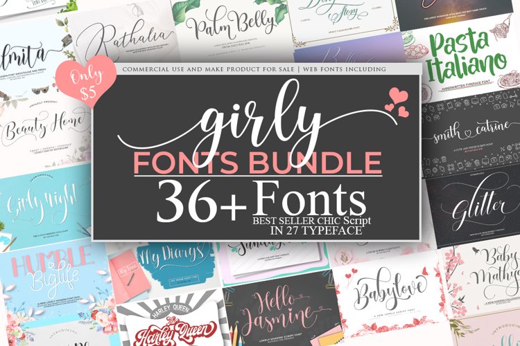 Girly Fonts Bundle example image 1