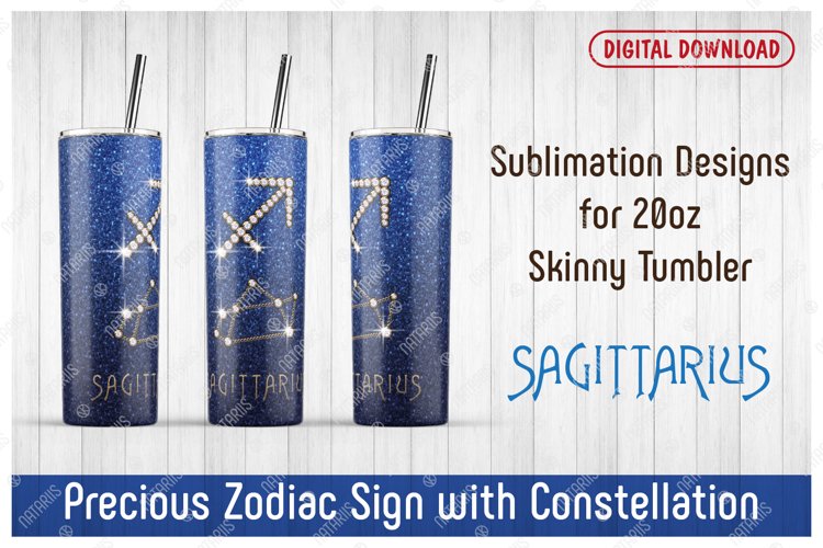 Sagittarius Zodiac Sign with Constellation 20oz SKINNY TUMBL example image 1