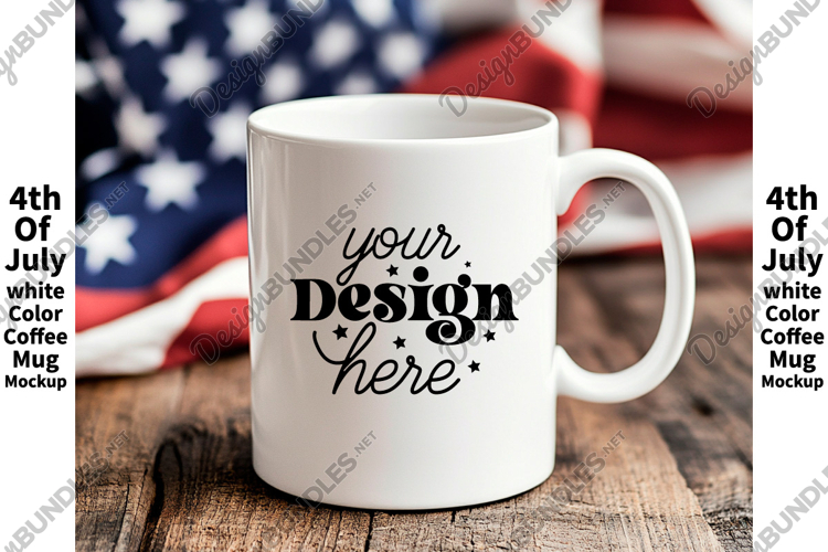 4th of July white 11oz blank coffee mug mockup