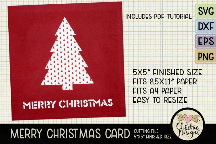 Merry Christmas Card SVG - Christmas Card Cutting File