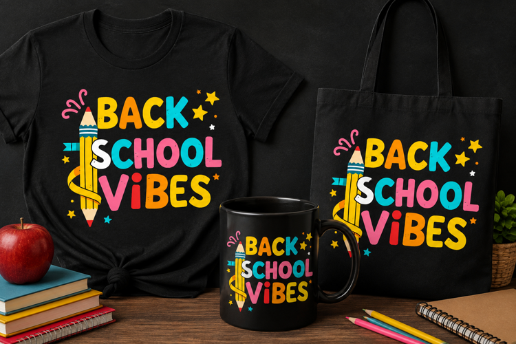 Back to School Vibes PNG | Colorful Pencil School Design