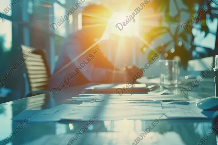 Blurred Office Interior Room Background Wallpaper
