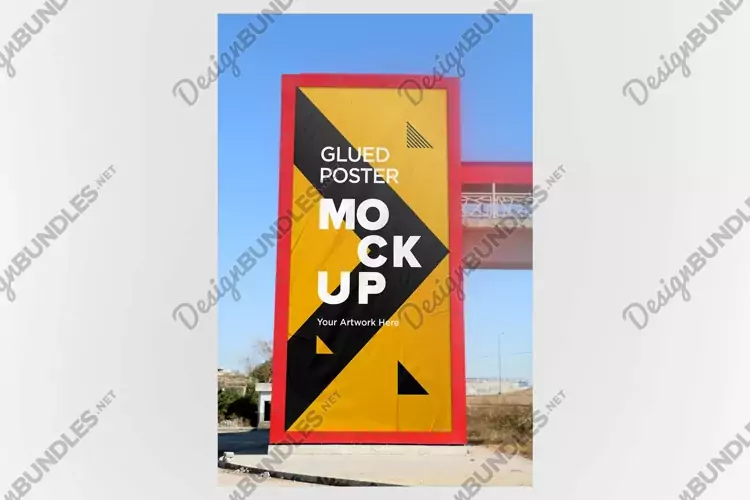 Glued and Crumpled Poster Mockup with Shadow Overlay