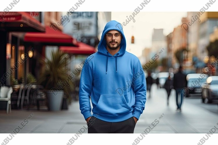 street blue hoodie mockup example image 1