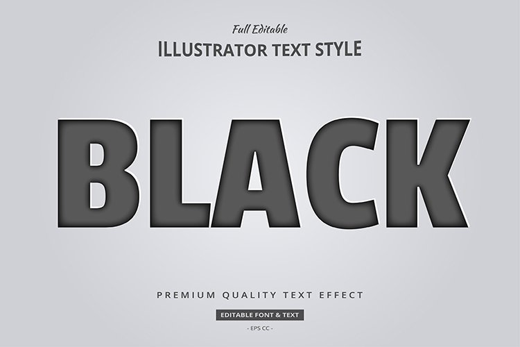 Black Embossed 3D Illustrator Text Style Effect