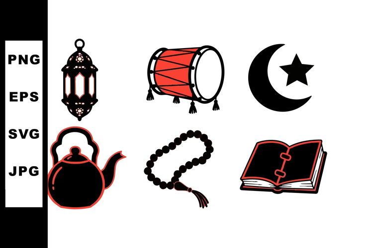 Islamic Ramadan Icons Vector Bundle for Eid Cards