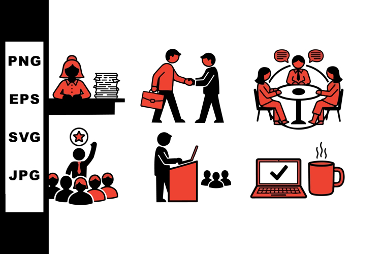 Business Meeting Icon Set for Corporate Presentations