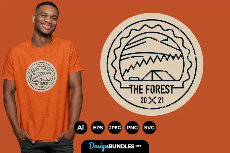 Camping Badge for T-Shirt Design