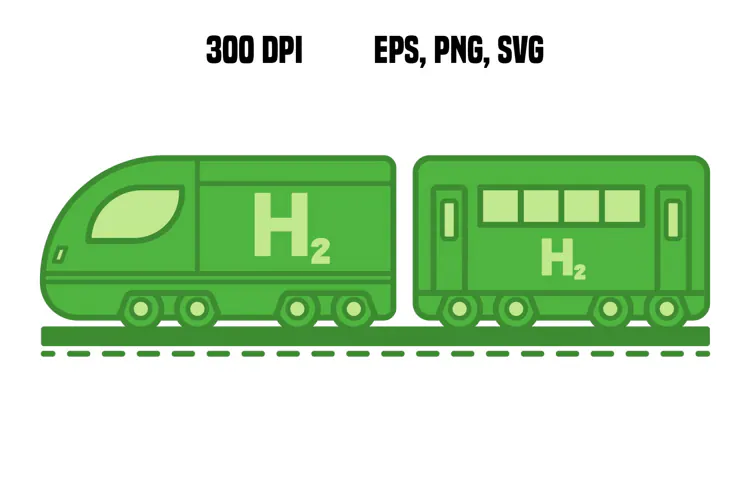 Green Hydrogen Train Icon