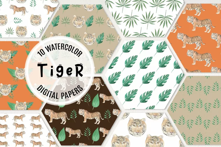 Tiger Watercolor Seamless Patterns Watercolor Wild
