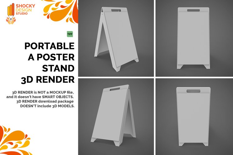 Portable A Poster Stand 3D Render example image 1