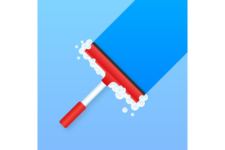 Window cleaning in modern style. Glass scraper glides over example image 1