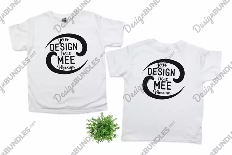 Front and Back Kids White T-shirt Mockup, Boys White Tshirt