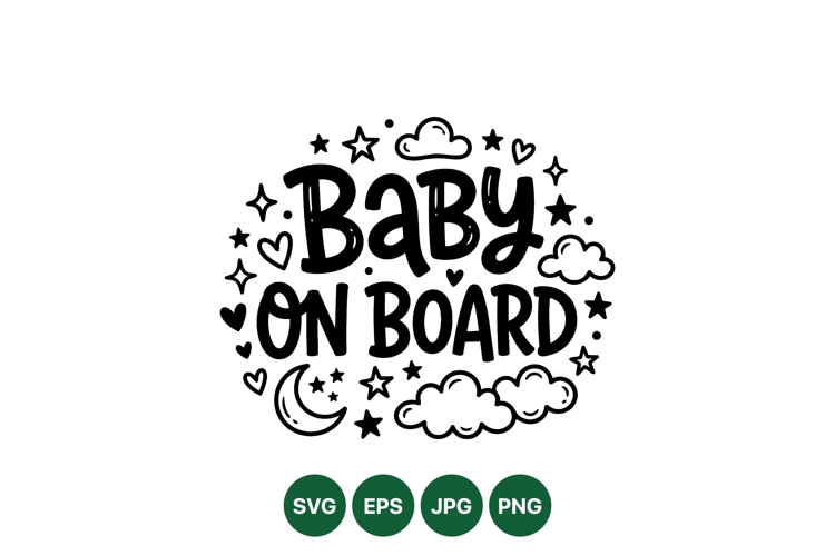 Cute Baby On Board Svg Design For Kids
