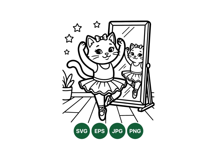 Adorable Ballerina Cat Vector Illustration Design