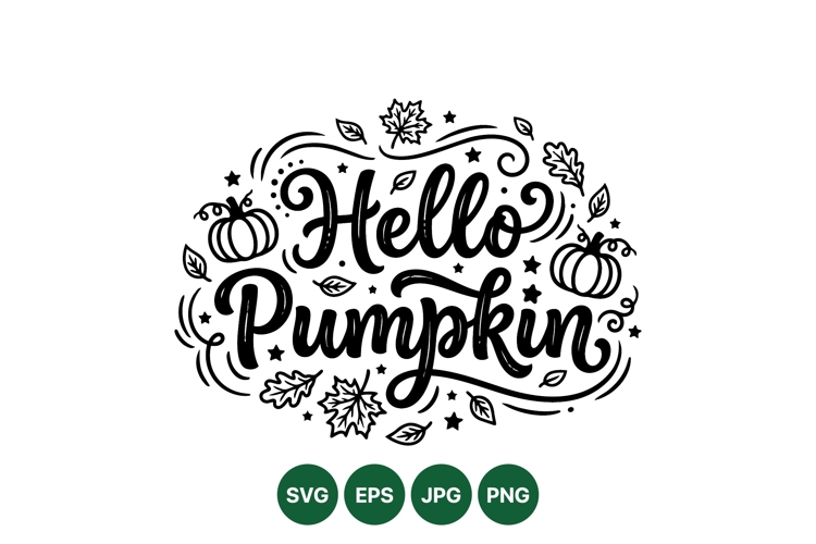 Hand Drawn Hello Pumpkin Autumn SVG Design