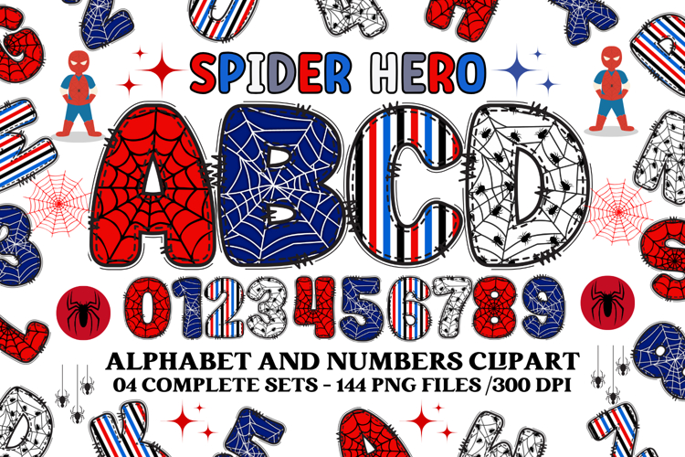 Spiderhero Alphabet png clipart, spiderhero letters doodle