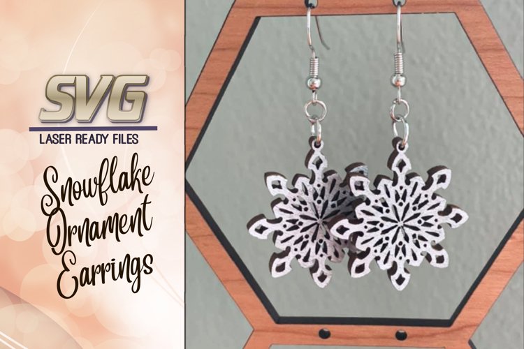 Christmas Snowflake Ornaments Earrings SVG Glowforge Files example image 1
