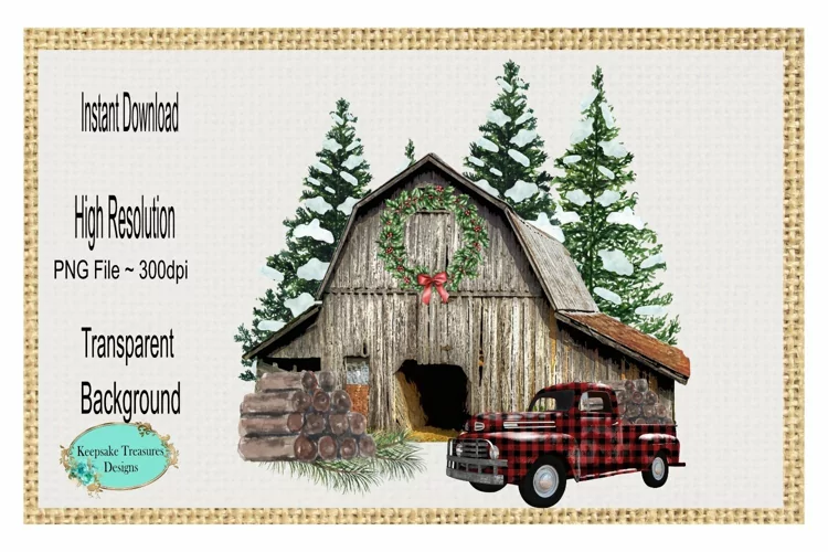 Christmas Barn, Sublimation Design