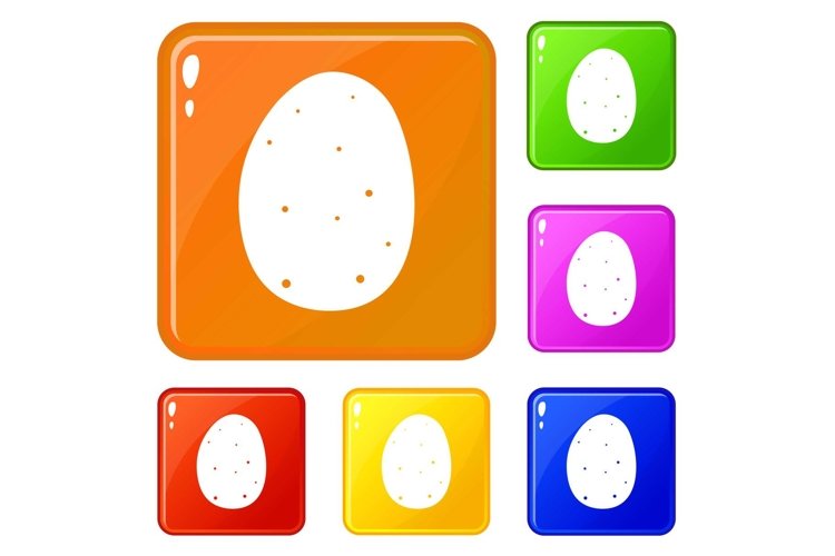 Fresh potato icons set vector color