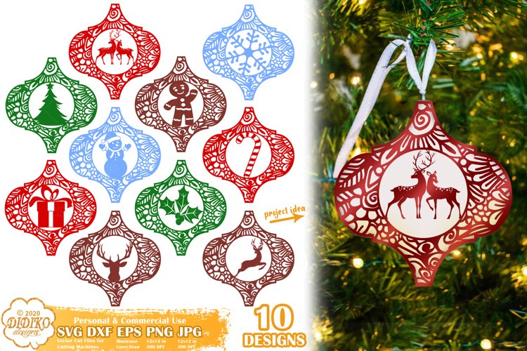 Arabesque Tile Ornament Bundle SVG | Christmas | Zentangle example image 1