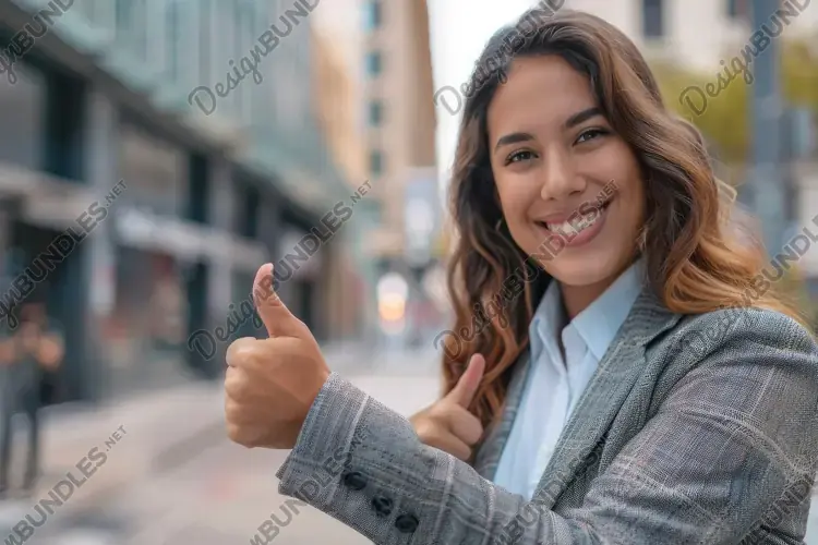 Happy Young Business Woman Background Wallpaper