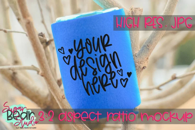 Blue Can Holder in Tree Mockup