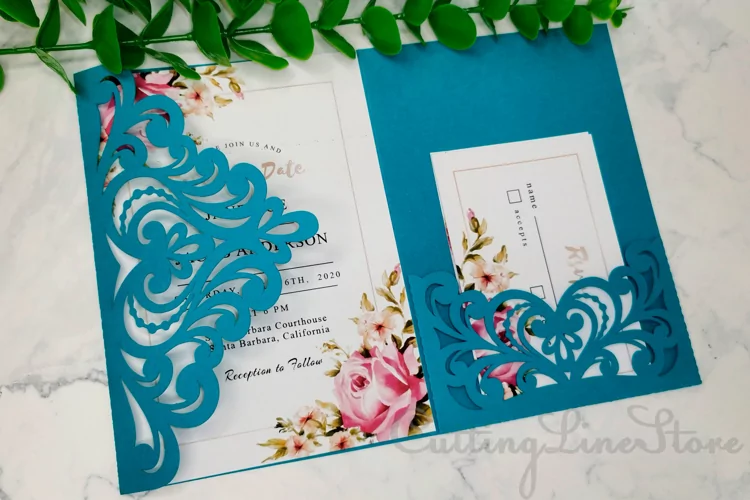 Wedding invitation template, Tri fold envelope svg