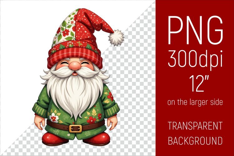 Christmas Gnome PNG | Christmas Sublimation Design example image 1