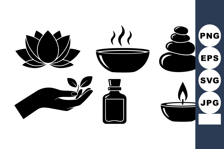 Minimalist Spa Wellness Icon Set for Relaxation Design