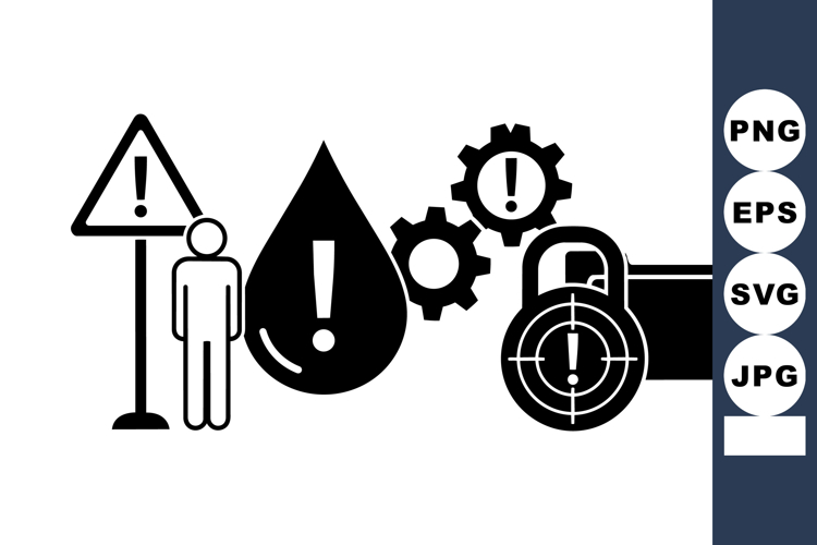 Safety Alert Icon Vector Clipart Set for Signage