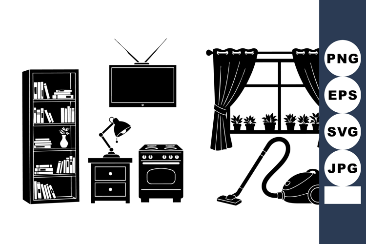 Modern Black Silhouette Home Decor Vector Set